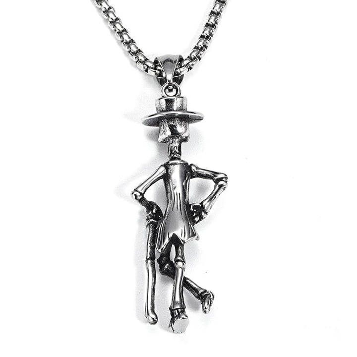 Titanium Steel Skull Cane Necklace Jewelry