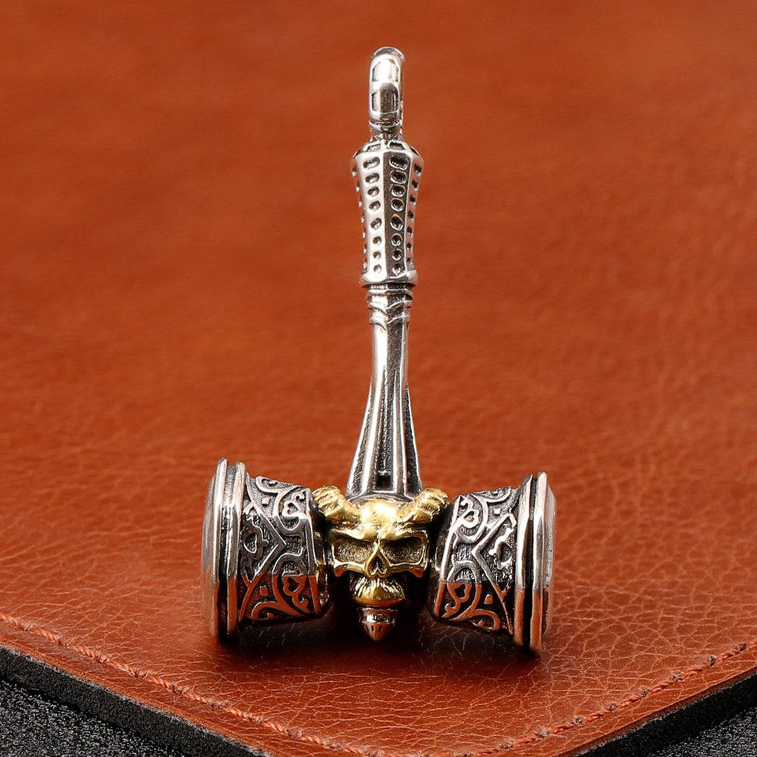 Retro Norway Viking Skull Hammer Charm Necklace
