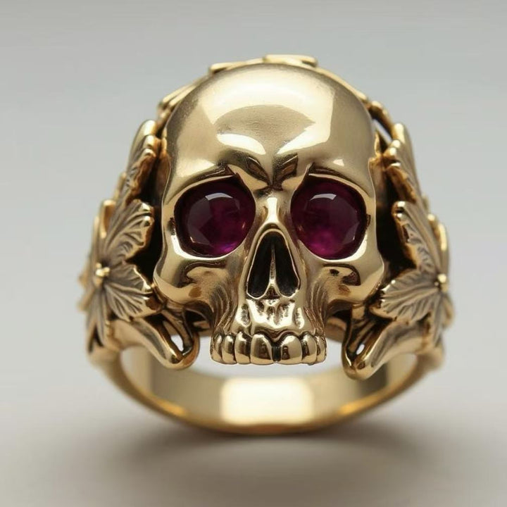 Ornate Gothic-style skull ring