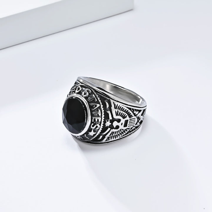 Vintage Bald Eagle Emblem Titanium Steel Ring