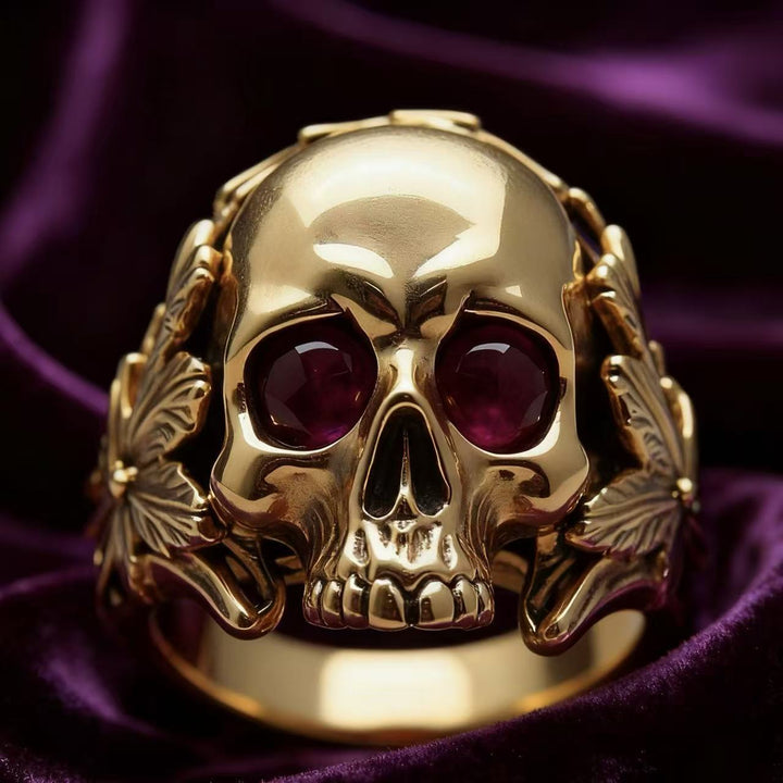 Ornate Gothic-style skull ring