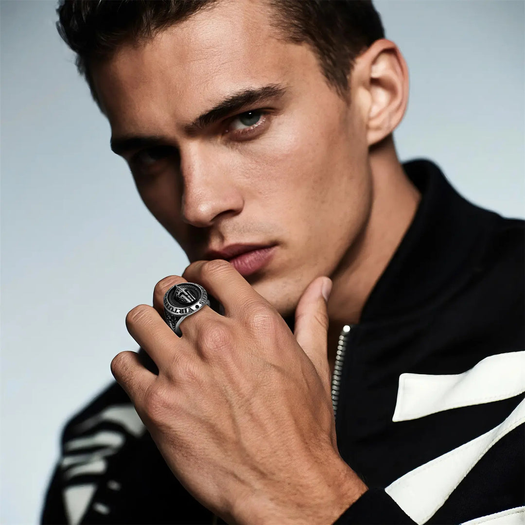 Vintage-style Spartan mask ring