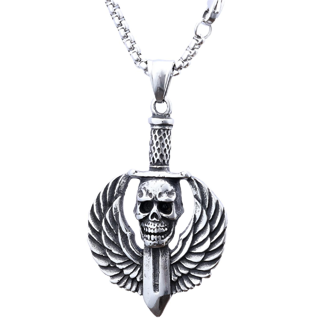 Skull Wings Sword Pendant Necklace