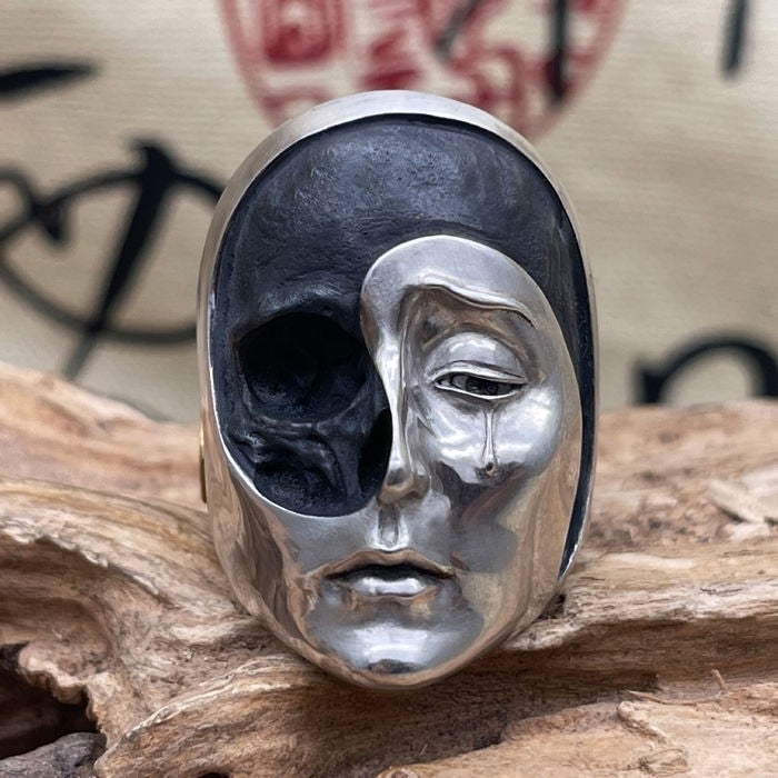 Handmade Sterling Silver Crying Skull Ring
