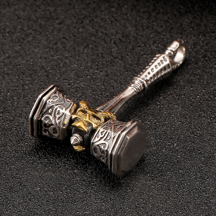 Retro Norway Viking Skull Hammer Charm Necklace