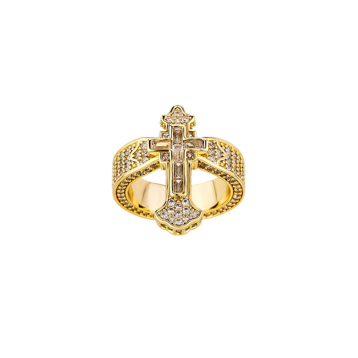 Diamond-set cross ring