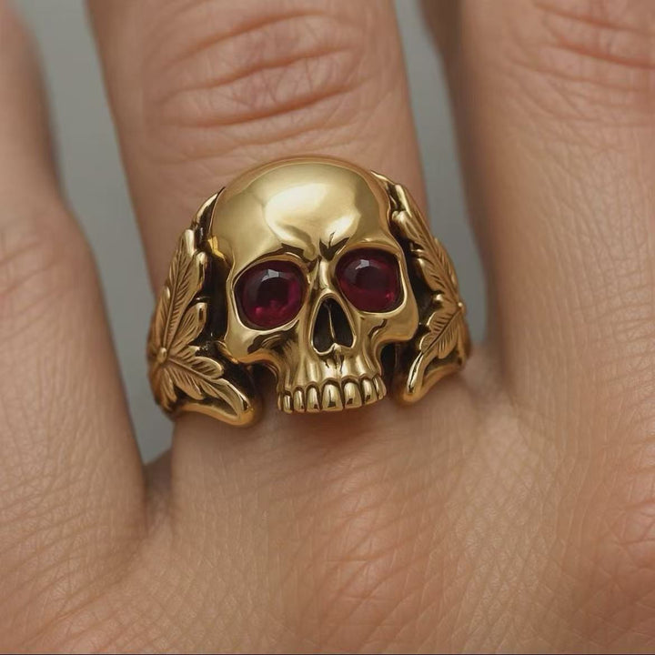 Ornate Gothic-style skull ring