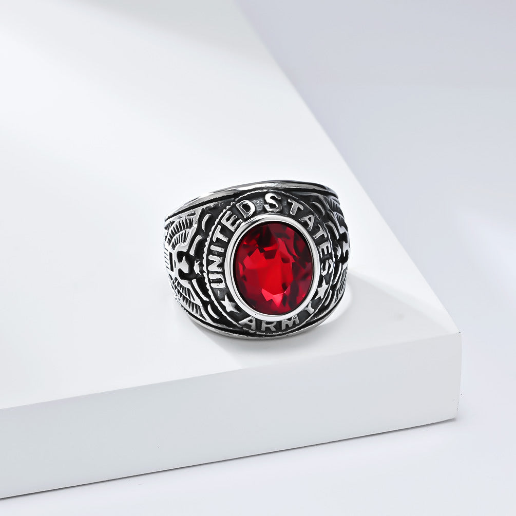 Vintage Bald Eagle Emblem Titanium Steel Ring