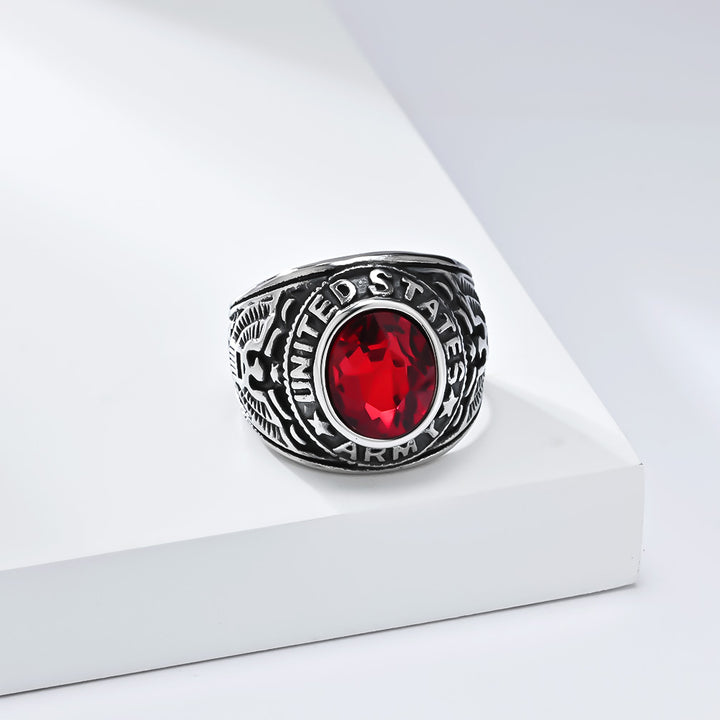 Vintage Bald Eagle Emblem Titanium Steel Ring