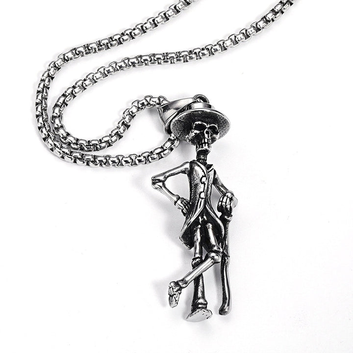 Titanium Steel Skull Cane Necklace Jewelry