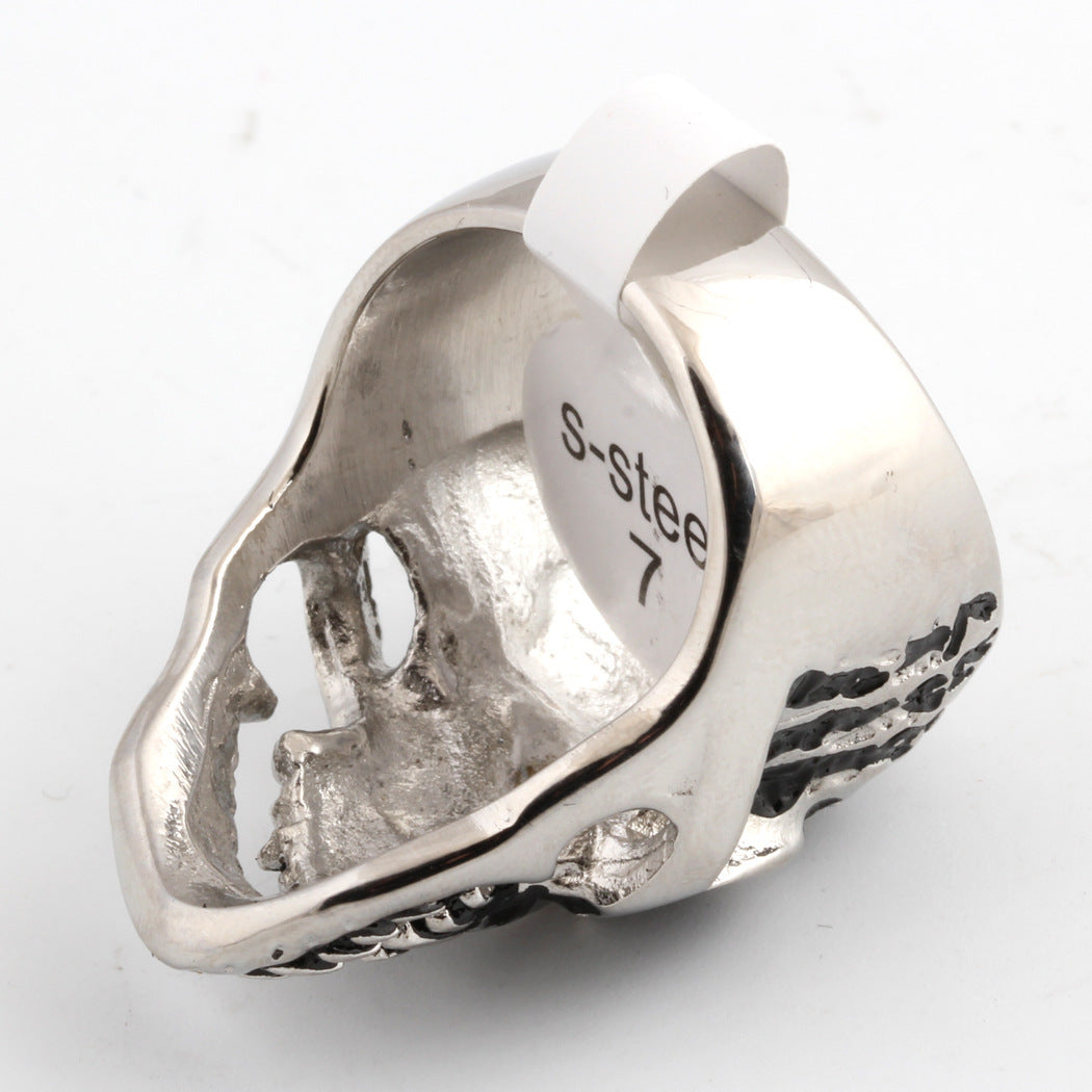 Vintage-style distressed skull ring