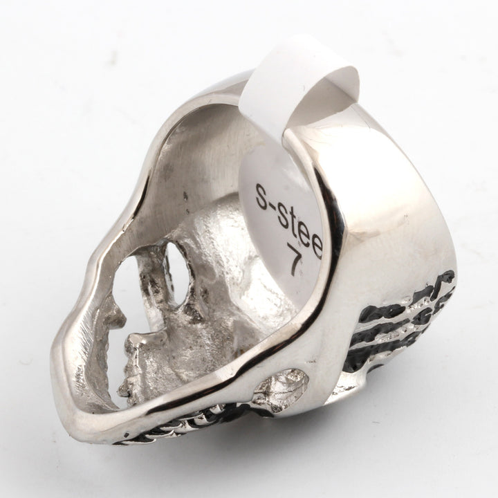 Vintage-style distressed skull ring