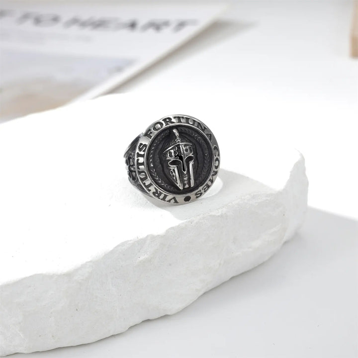 Vintage-style Spartan mask ring
