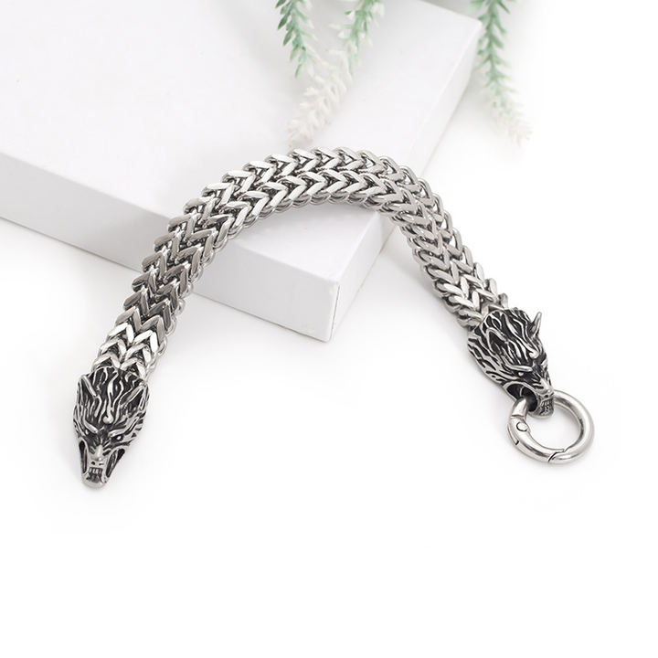 Vintage Wolf Head Statement Bracelet