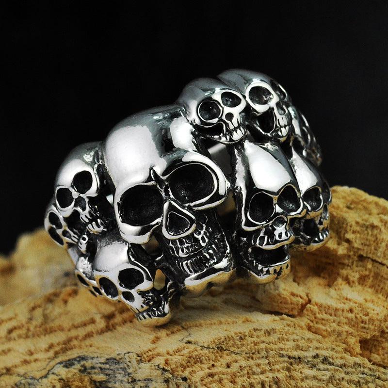 Sterling Silver Phantom Skull Biker Ring