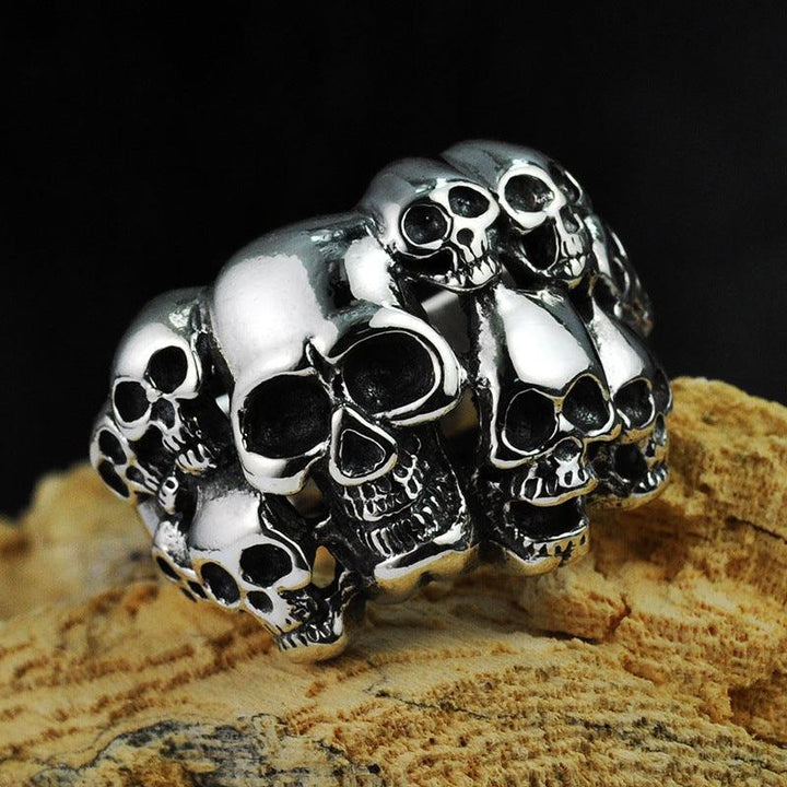 Sterling Silver Phantom Skull Biker Ring