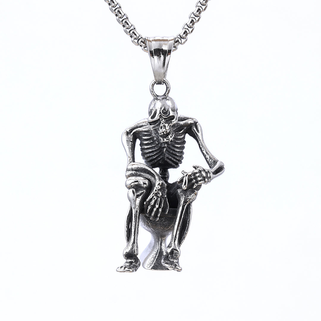 Skeleton on the toilet