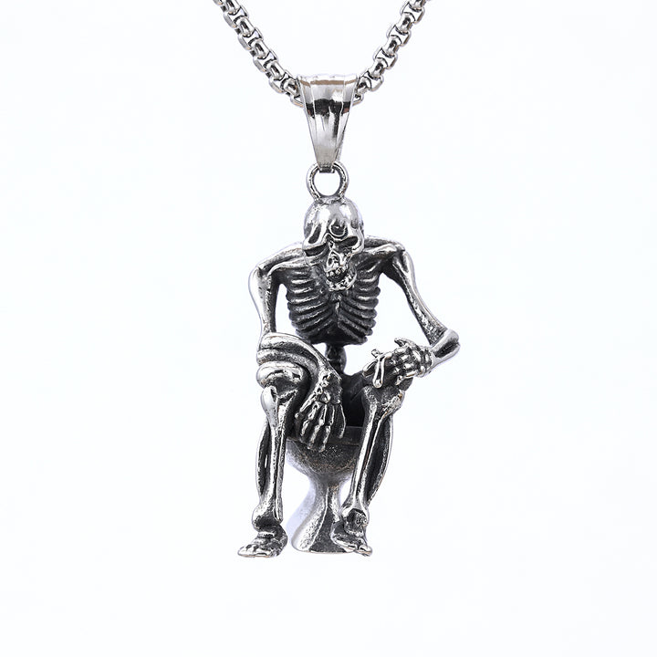 Skeleton on the toilet