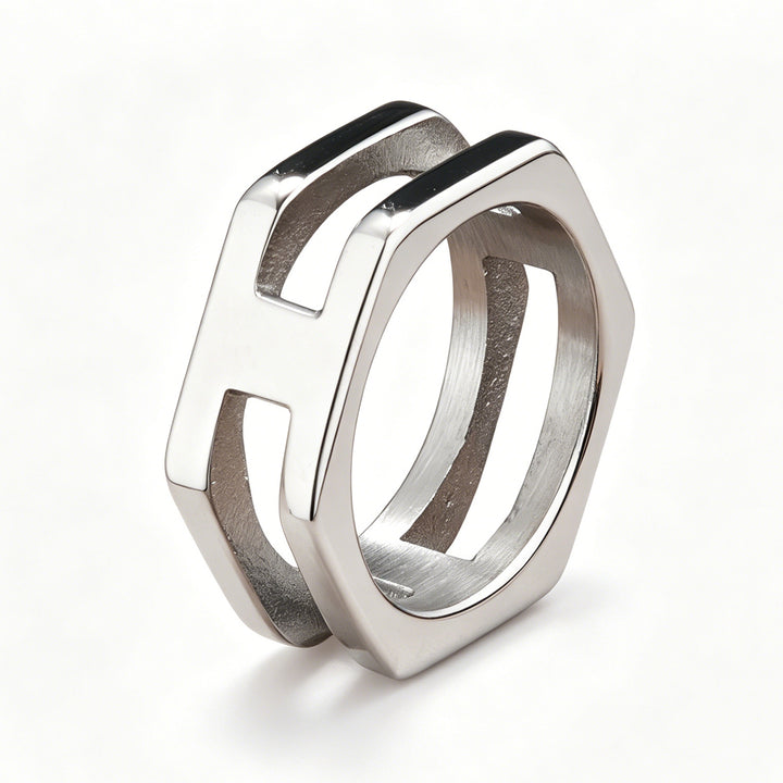 Geometric Cut-out Letter Ring