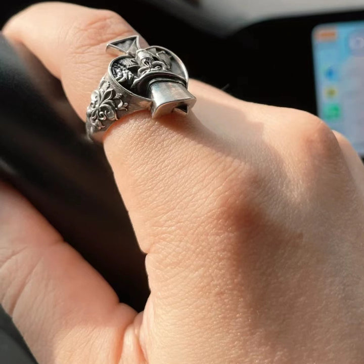 Spade Magician Skull Ring