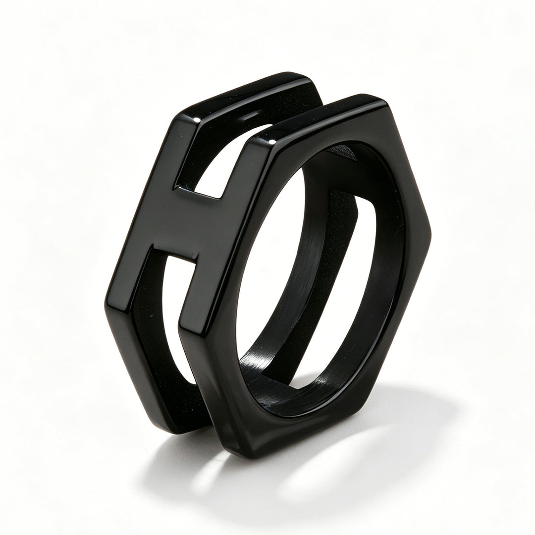 Geometric Cut-out Letter Ring