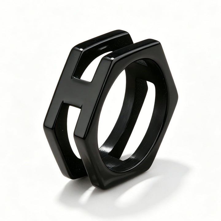 Geometric Cut-out Letter Ring