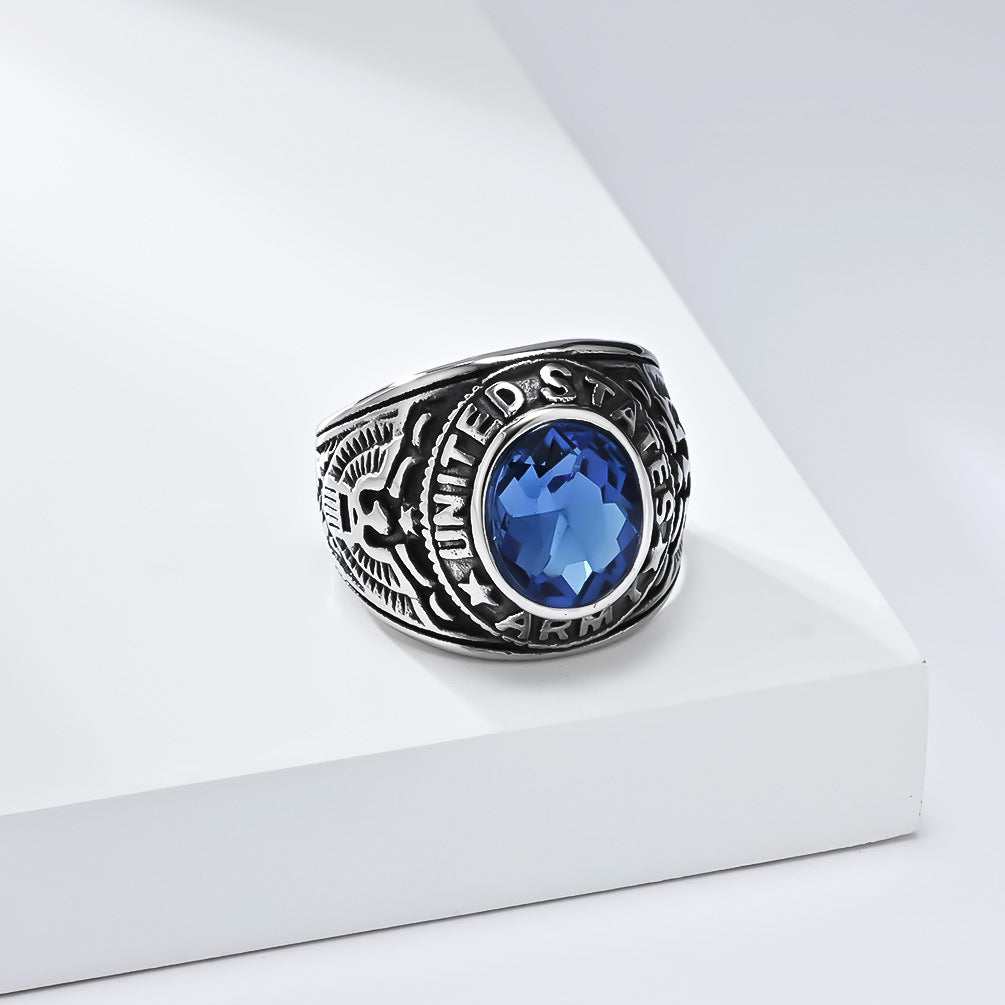Vintage Bald Eagle Emblem Titanium Steel Ring