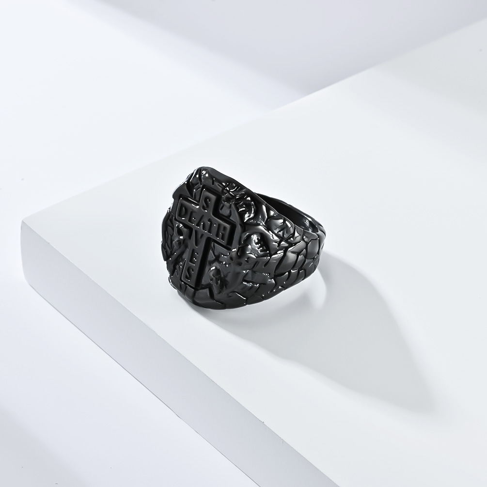 Gothic Cross Letter Signet Ring