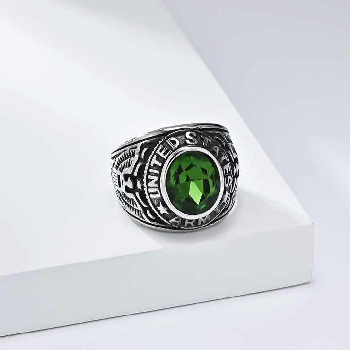 Vintage Bald Eagle Emblem Titanium Steel Ring