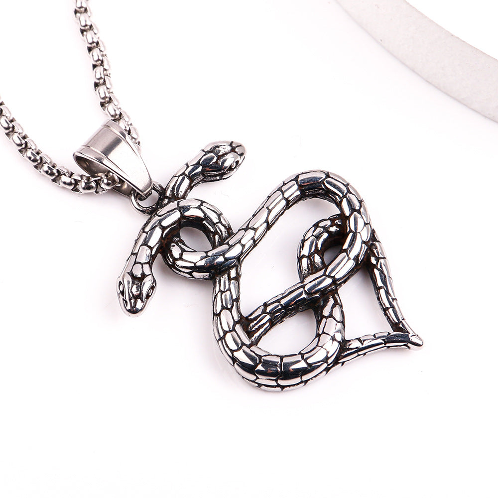 Retro Double Head Snake Pendant