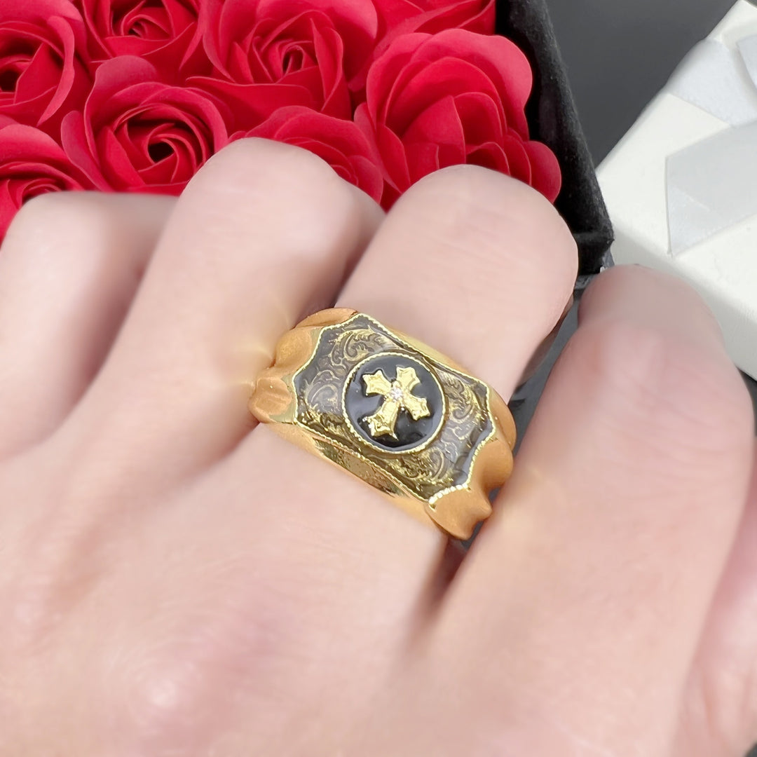 Faith Cross Carved Signet Ring