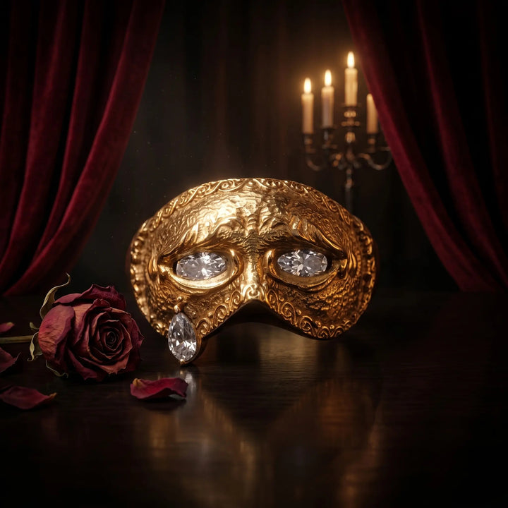 Retro Engraved Carnival Mask Gem Ring