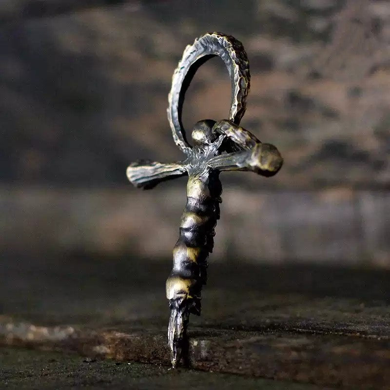Multi-skull cross necklace