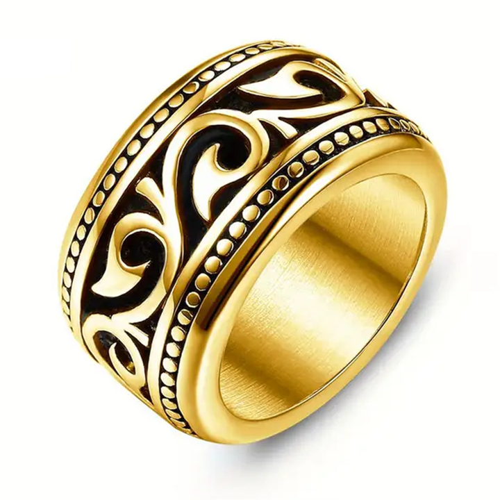 Vintage Scroll Pattern Wide Band Men Ring