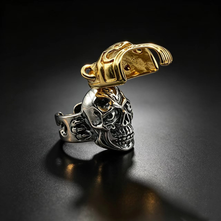 Gothic-Style Helmet Skull Ring
