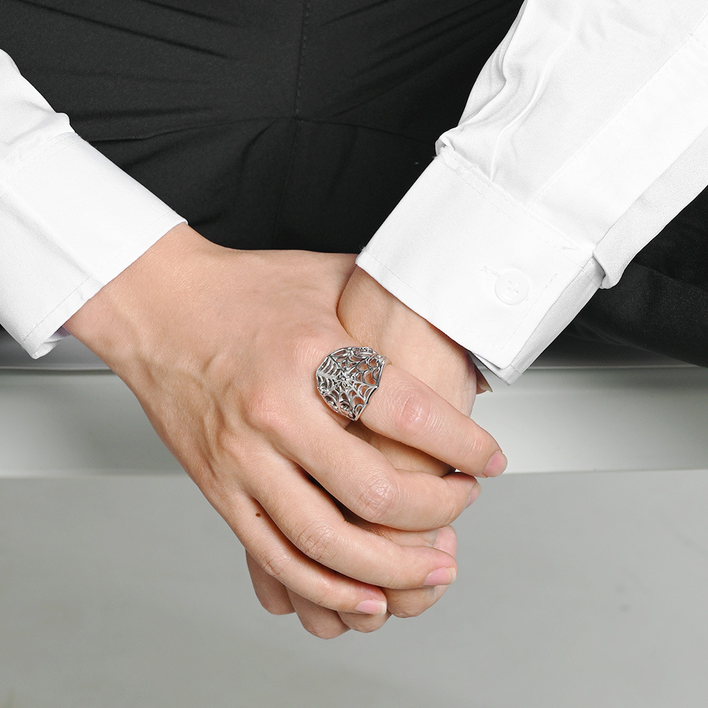 Hollow Spider Web Gothic Statement Ring