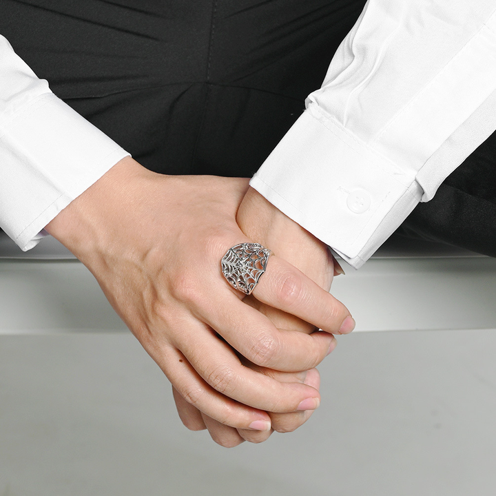 Hollow Spider Web Gothic Statement Ring