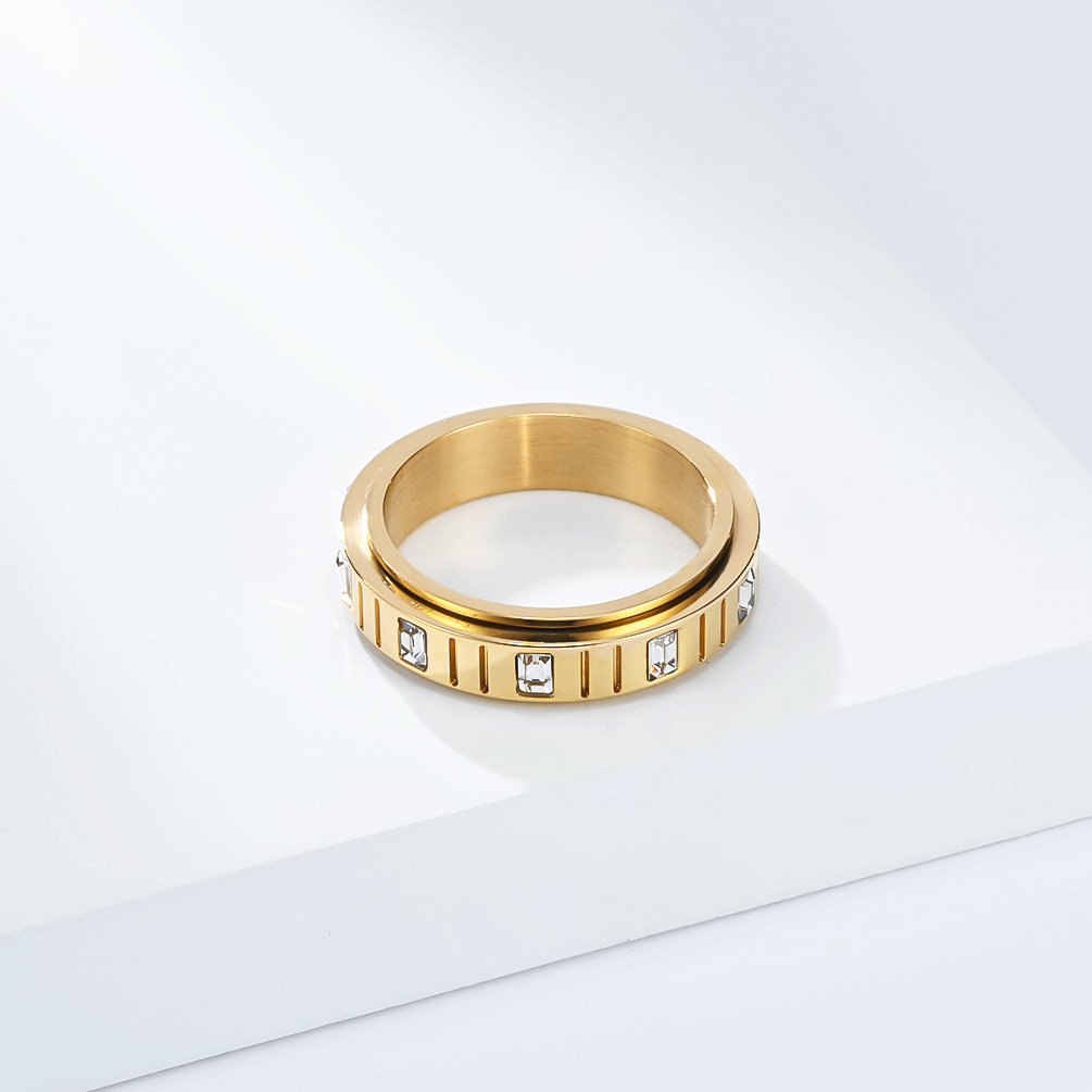 Baguette Crystal Spinner Stress Relief Band Ring