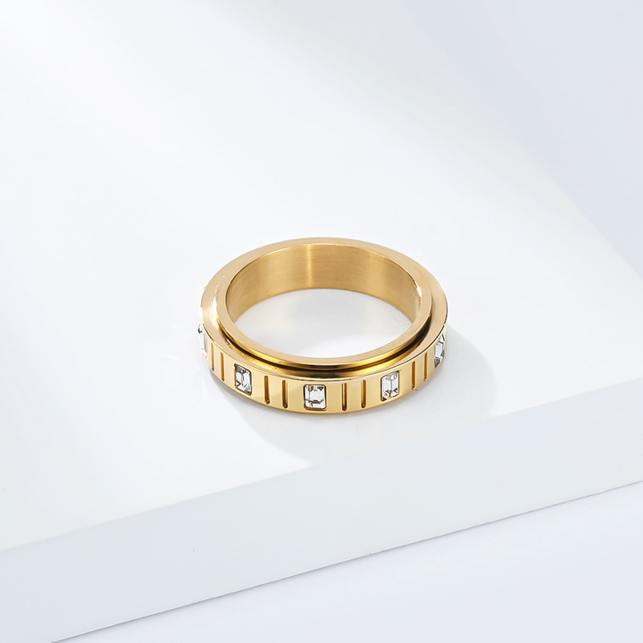 Baguette Crystal Spinner Stress Relief Band Ring