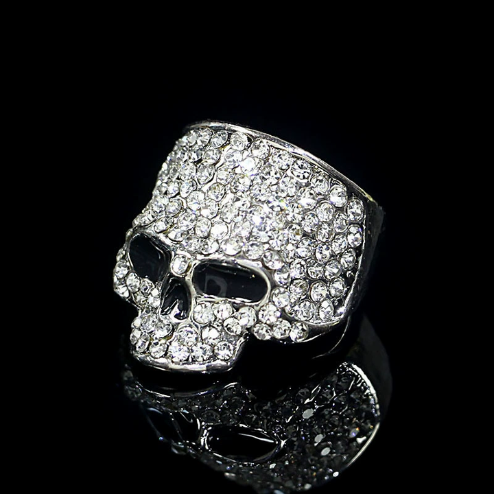 Sparkling Crystal Skull Statement Ring