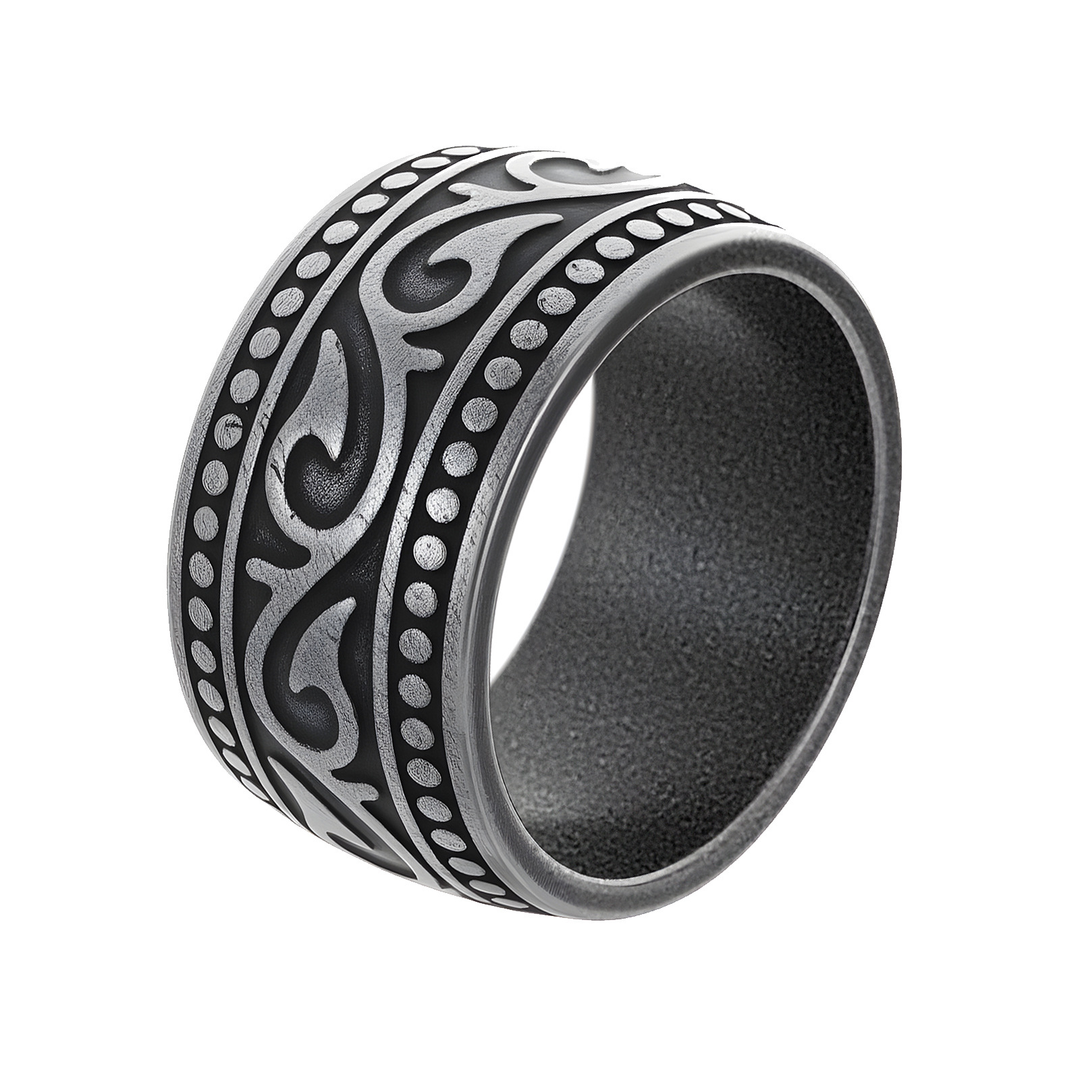 Vintage Scroll Pattern Wide Band Men Ring