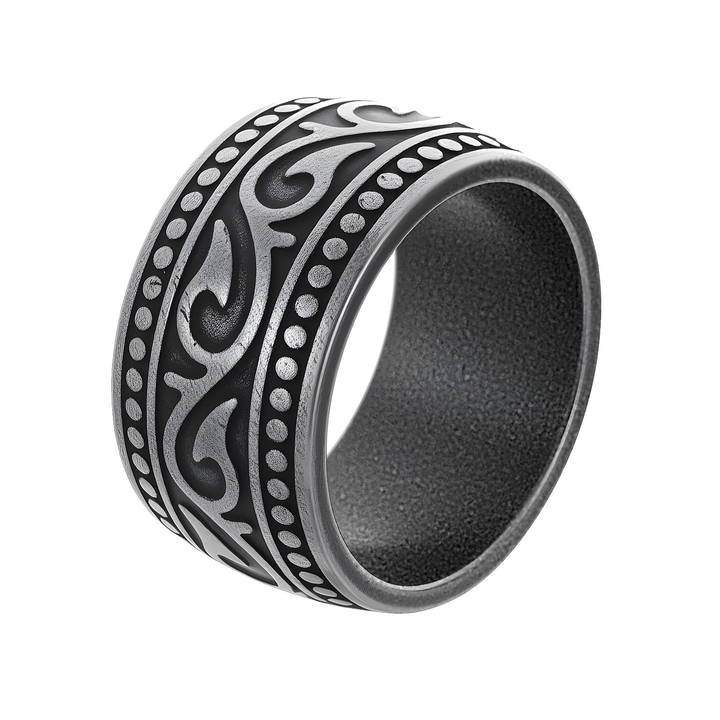 Vintage Scroll Pattern Wide Band Men Ring