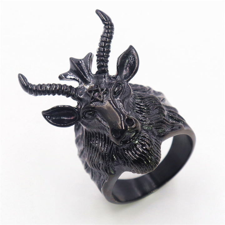 Five-pointed star ram shape 925 silver ring
