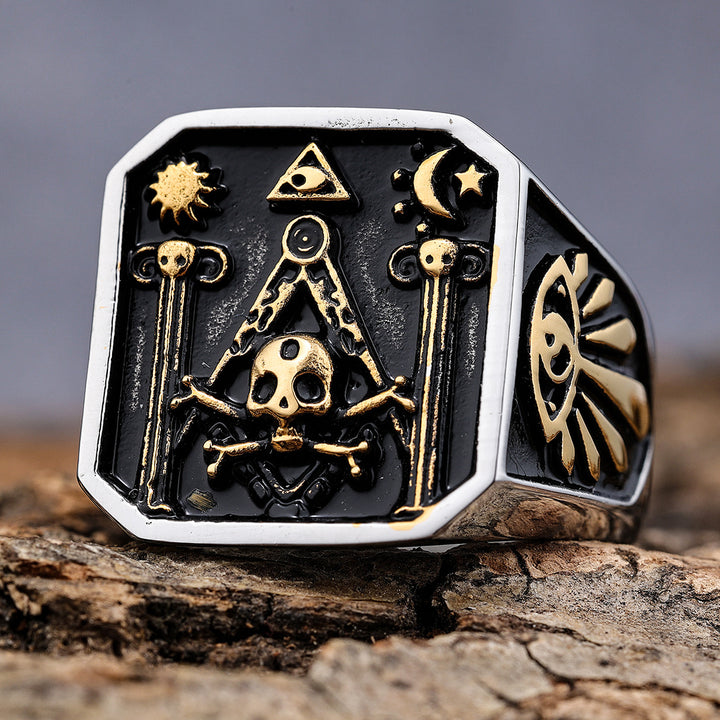 Gold skull 925 silver men&