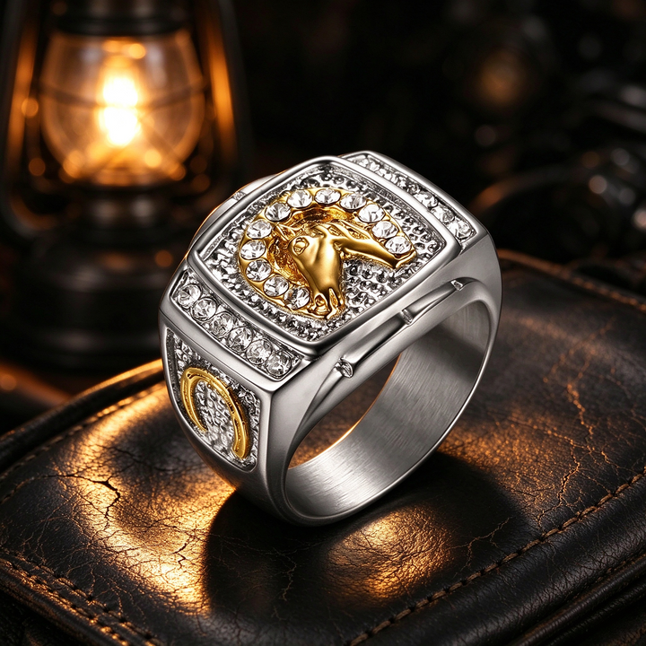 golden horse head ring
