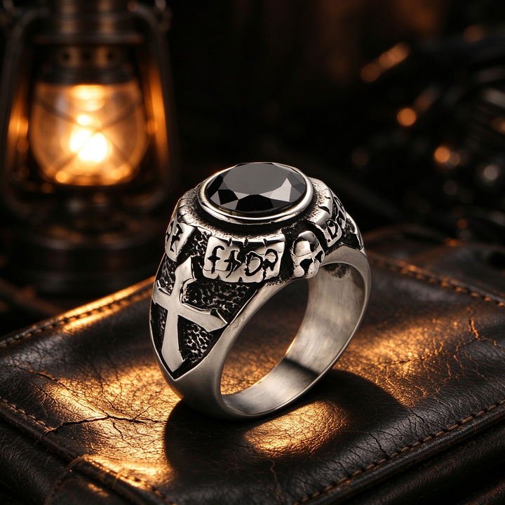 Vintage Style Cross Gemstone Ring