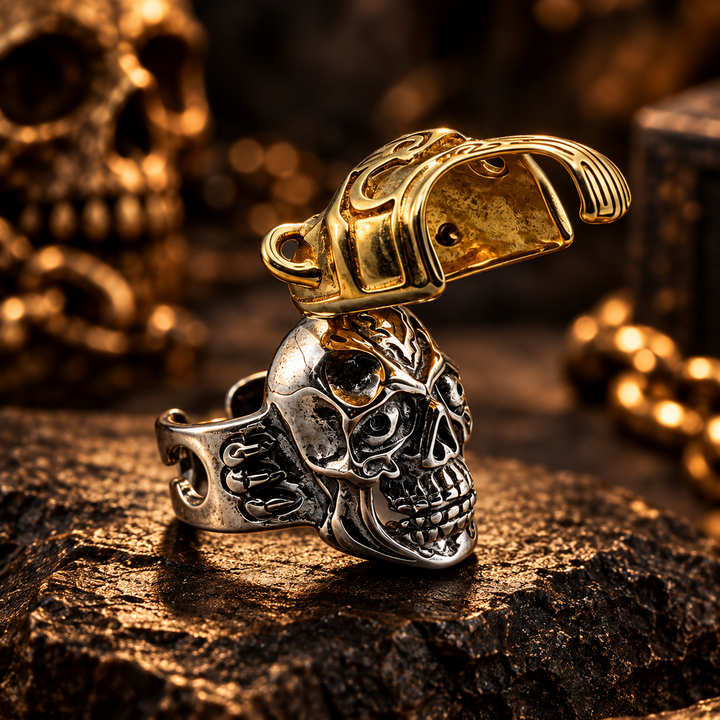Gothic-Style Helmet Skull Ring