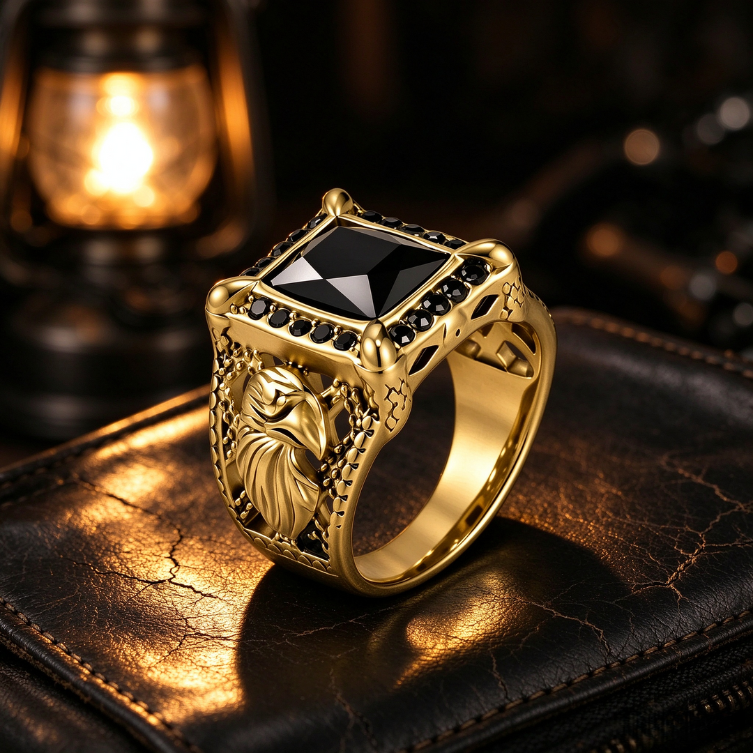 Vintage square black onyx signet ring