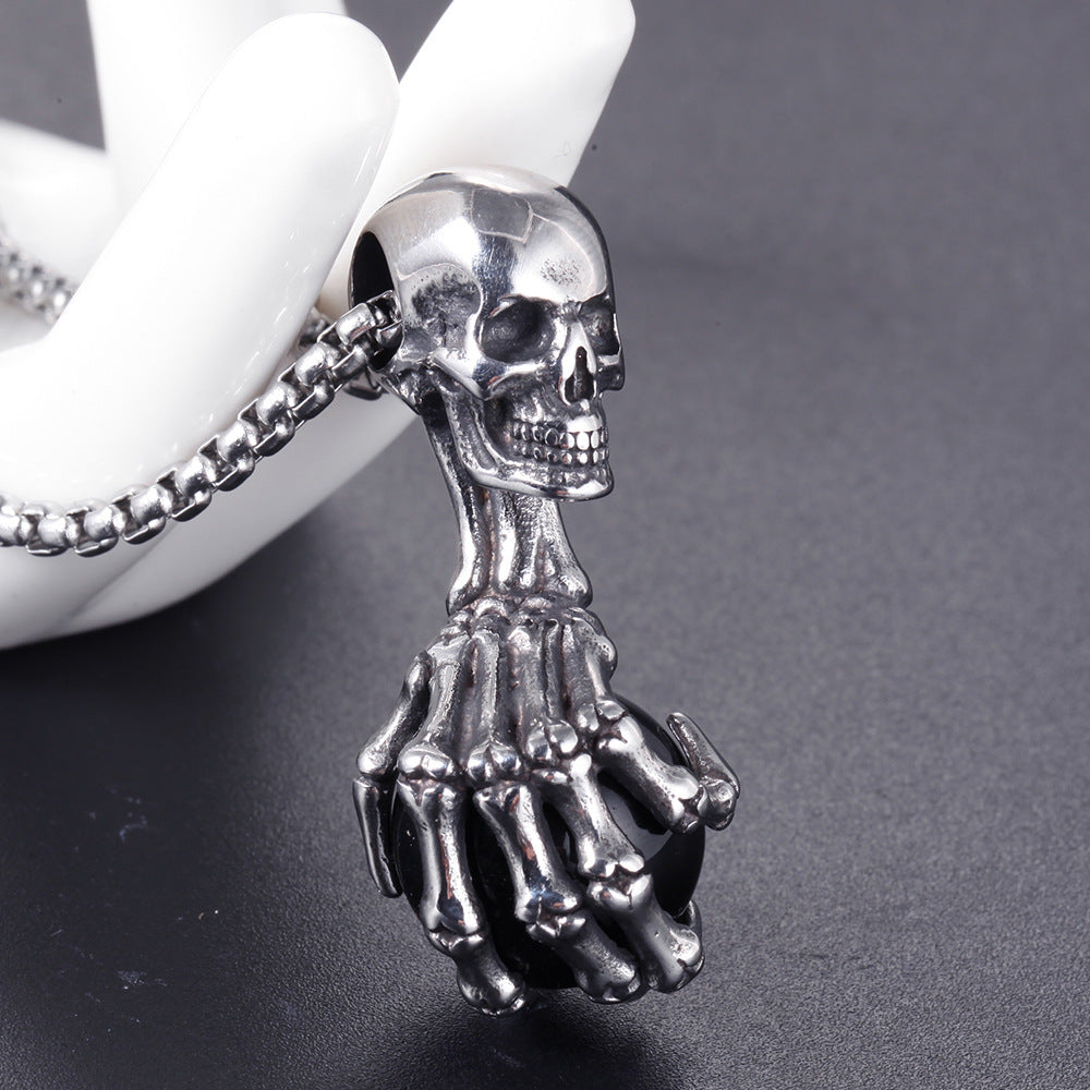 Skull Claw Gem Ball Necklace