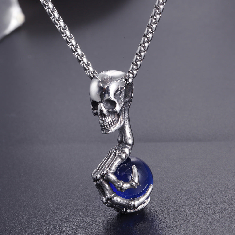 Skull Claw Gem Ball Necklace